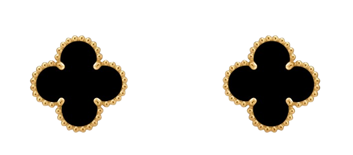 Van Cleef & Arpels Vintage Alhambra Earrings 18K yellow gold, Onyx