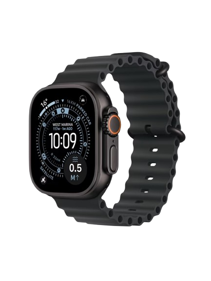 Apple Watch Ultra 3 GPS + Cellular, 49mm, Titanium Case with Ocean Band, One Size, Black Titanium