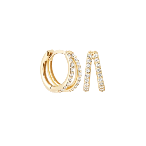 Diamond Pavé Illusion Huggies in 14k Solid Gold