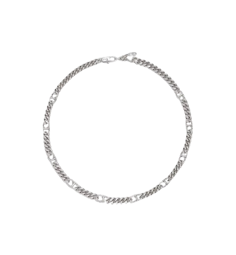 Dior CD Icon Thin Chain Link Necklace Silver-Finish Brass