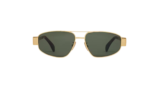 Celine Triomphe Metal 03 Sunglasses in Metal Gold/Green