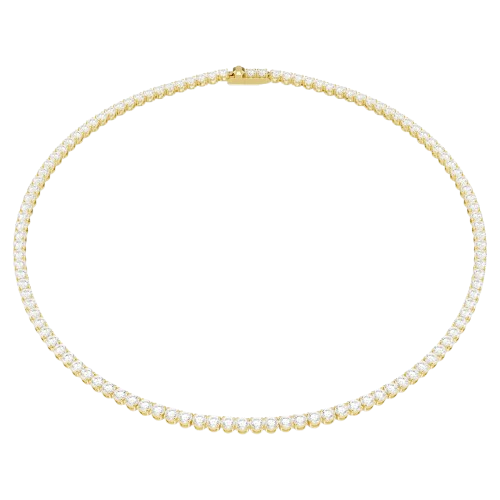Swarovski Matrix Tennis necklace Round cut, White, 18K gold finish