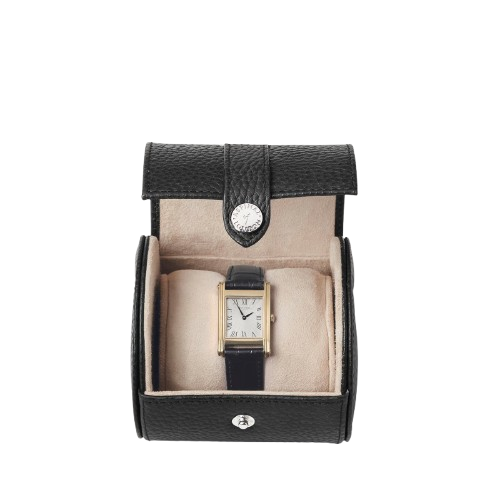 Aspinal of London Travel Watch Roll Black Pebble