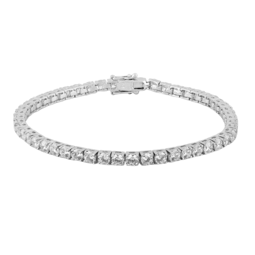 Starbright Silver 3.5mm Round Cubic Zirconia 7.5 Inch Tennis Bracelet