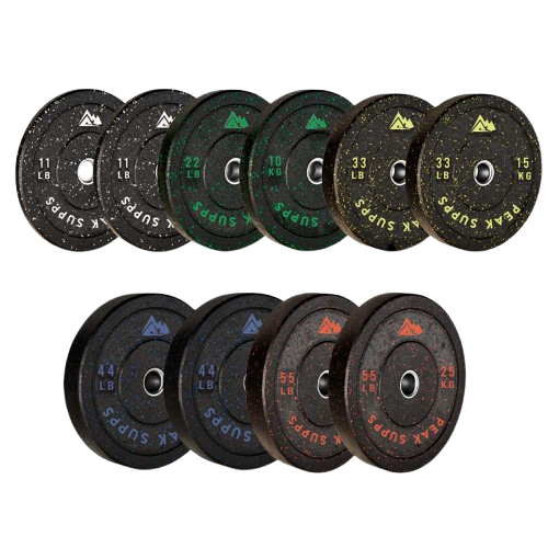 Peak Supps Olympic Bumper Plates Full Set 150kg (Pairs of 5kg 10kg 15kg 20kg 25kg)