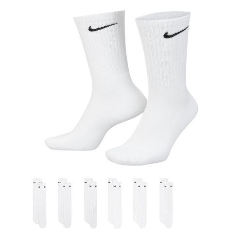 Nike 6-Pack Everyday Cushioned Training Crew Socks - White