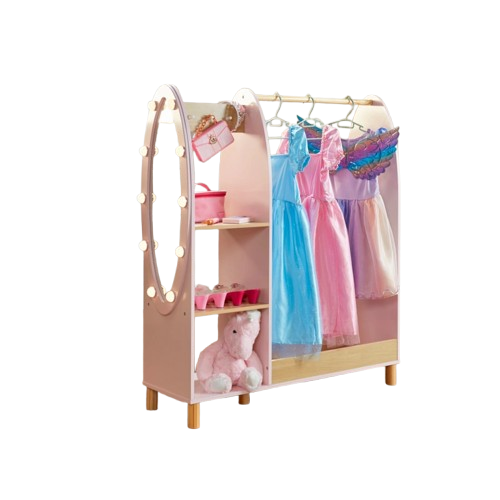 Dimples Wooden Dress-Up Rack with Light-Up Mirror