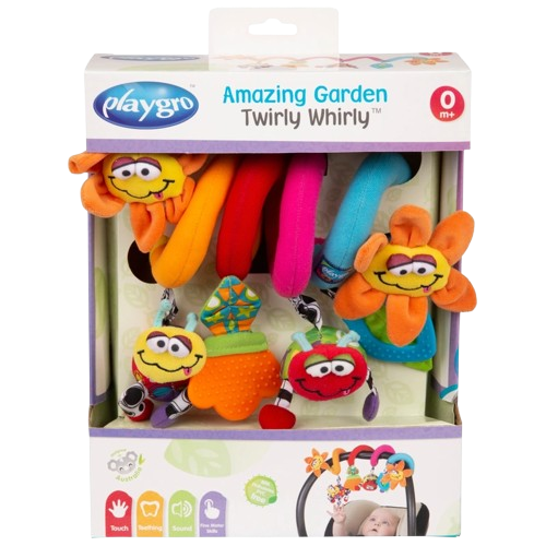 Playgro Amazing Garden Twirly Whirly Teether Sensory Stroller Toy