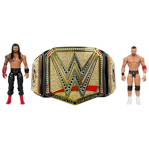WWE Roman Reigns vs LA Knight Action Figure and Undisputed Champion Belt