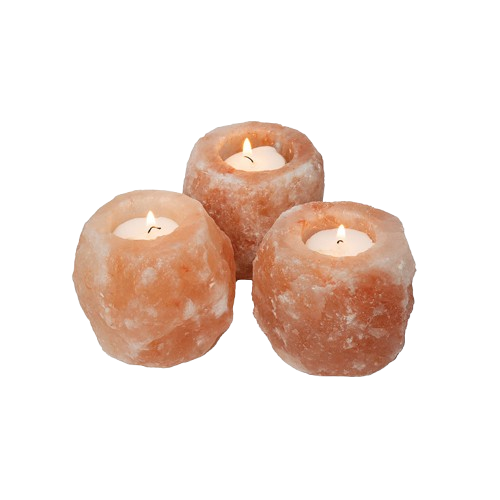 Wellbeing Pink Himalayan Salt Three Piece Tealight Holder Set