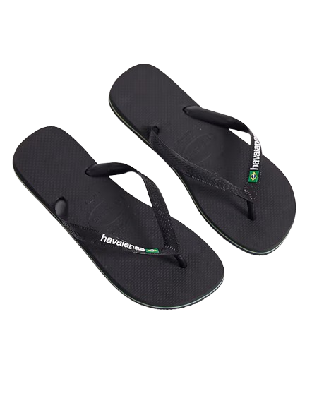 Havaianas Unisex Brazil Logo Flip Flops - Black