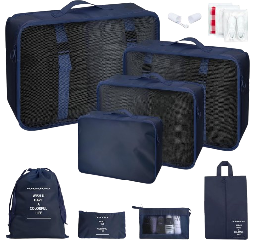 Aysthetics 9 Pcs Packing Cubes for Suitcase with 3 zipper bags