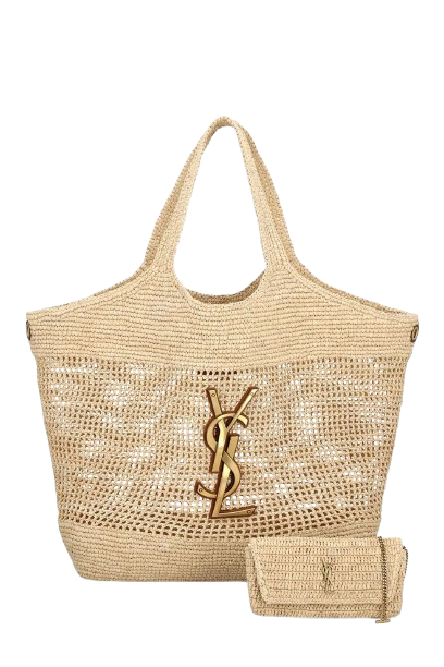 Saint Laurent Icare Logo Plaque Shoulder Bag with Matching Pouch