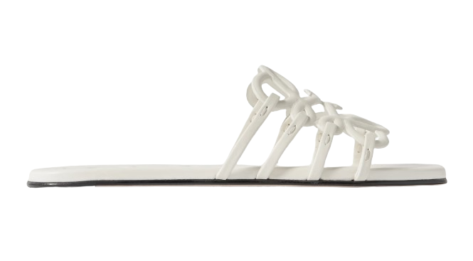 LOEWE Petal Anagram leather slides - White