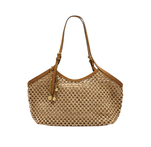 Parfois Tote Bag Straw Effect with Handle - Natural