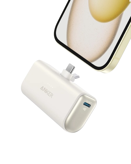 Anker Nano Power Bank, 5,000mAh with Built-In Foldable USB-C Connector - Shell White