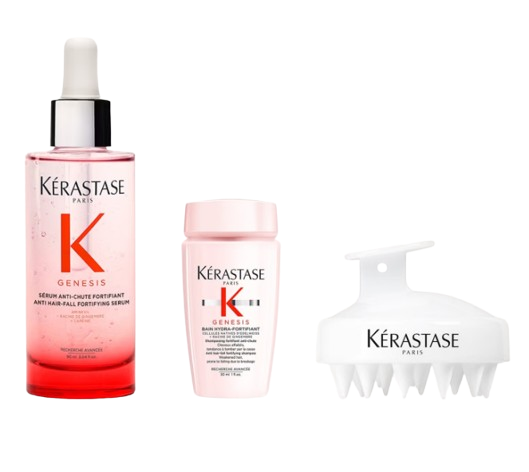 Kérastase Genesis Serum Anti-Chute Fortifiant Serum 90ml with Mini Deluxe Shampoo 30ml & Scalp Brush