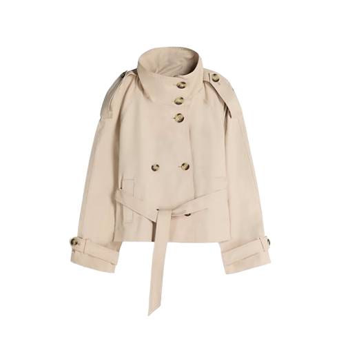 Bershka Funnel Neck Trench Jacket in Beige