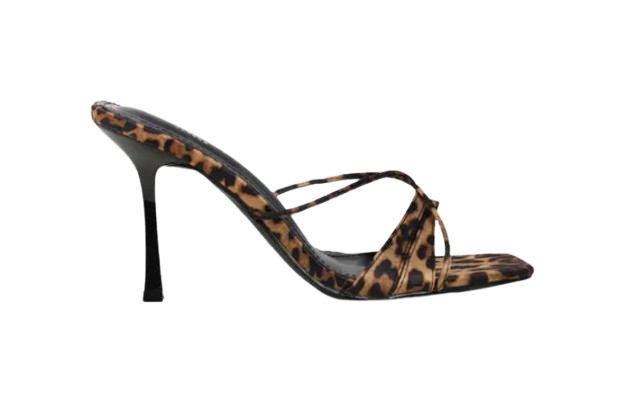 Simmi London Danique Leopard Print Satin Mules