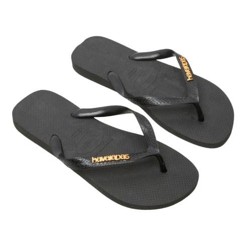 Havaianas Logo Metallic Flip in Black