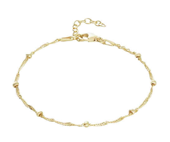 Revere Yellow Gold Plated Dotted Singapore Bracelet