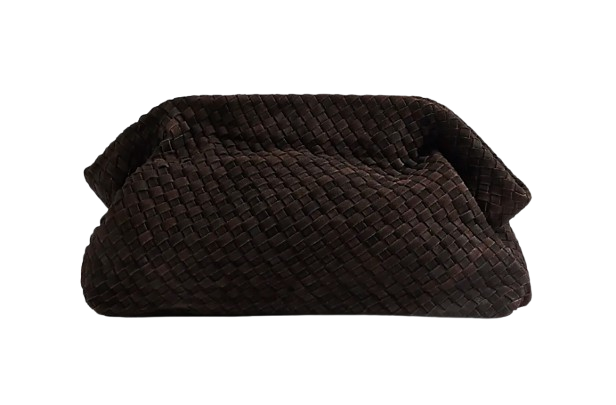 River Island Brown Suede Woven Clutch Bag