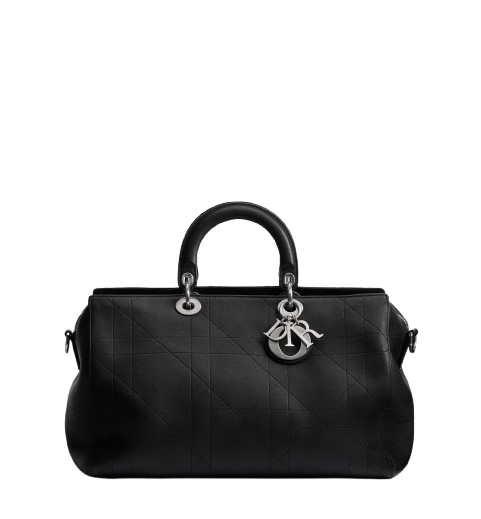 Large Dior Granville Bag Black Cannage Calfskin
