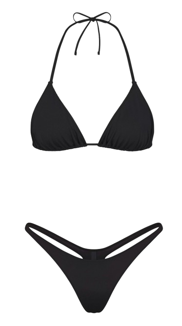 SKIMS Bikini Onyx Set - Triangle Bikini Top + Thong Bikini Bottom