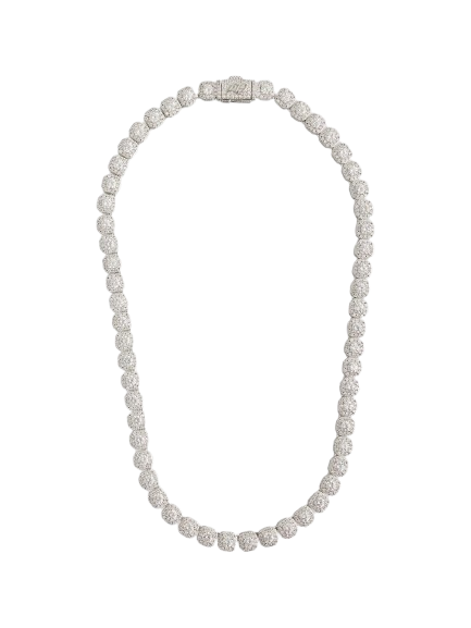 GLD Clustered 14ct White-Gold Tennis Chain