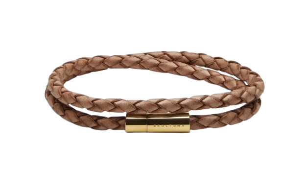 Skultuna Leather Bracelet Thin - Gold Plated / Natural