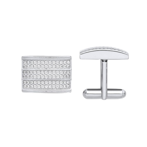 Claro Jewels 925 Sterling Silver Cubic Zirconia Rectangle Cufflinks
