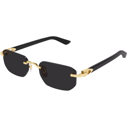Cartier CT0622S Mens Rectangular Sunglasses Gold/Black