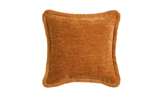 Habitat Fringed Chenille Cushion Orange - 43x43cm