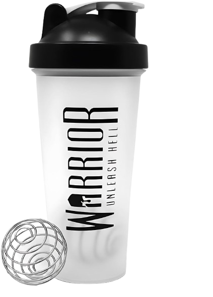 Warrior Protein Shaker Bottle, 600ml with Wire Mixball Blender