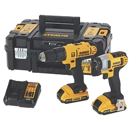 DeWALT 18V 2 x 2.0Ah Li-Ion XR Cordless Combi Drill & Impact Driver Twin Pack