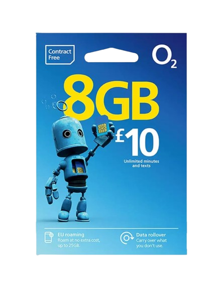 O2 Pay As You Go Sim Card, blue