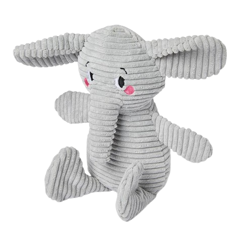 Pets at Home Grey Elephant Squeaky Plush Cord Dog Toy