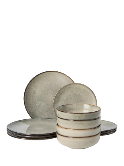 Artisan Stoneware Dinnerware Set, 12 Piece, Natural