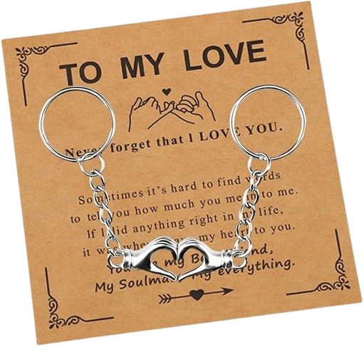 His & Hers Matching Heart Keyrings