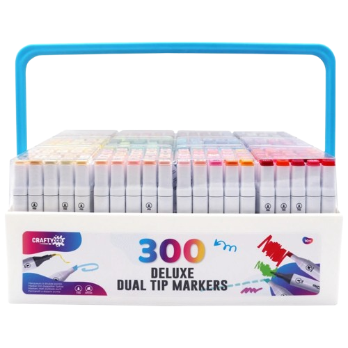 Crafty Co. Professional Dual Tip Alcohol Markers Set with Carry Case 300 Colours